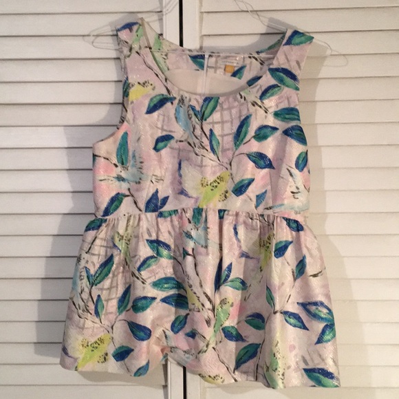 leifsdottir Tops - Anthropologie Leifsdottir brocade Bird peplum tank